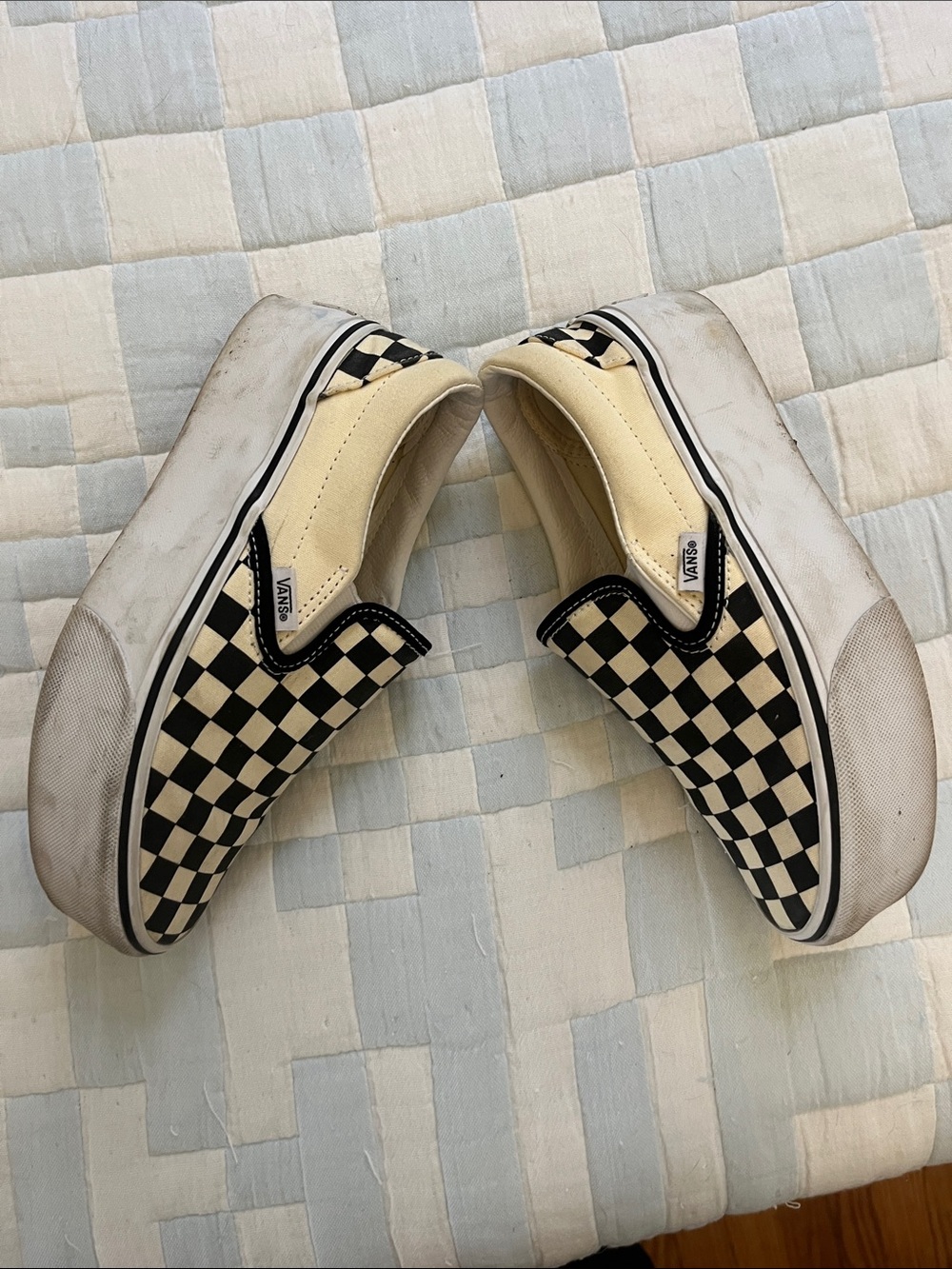 Vans Platform Checkerboard Slip-On Sneakers in Black & Cream - Picture 5 of 7